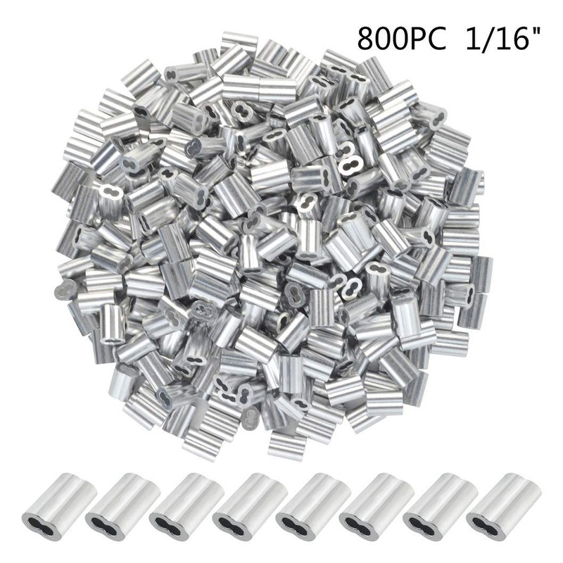 800pc Aluminum Crimping Loop Sleeve Ferrule Cable Ferrule Crimping Loop