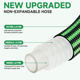 Watato Garden Hose 100FT Non-Expandable Water Hose Flexible Kink-Free Lightweight Leak-Proof Sturdy Outdoor Hose Water Pipe for Garden Yard Lawn Camper 3/4 Inch Fittings with Spray Nozzle