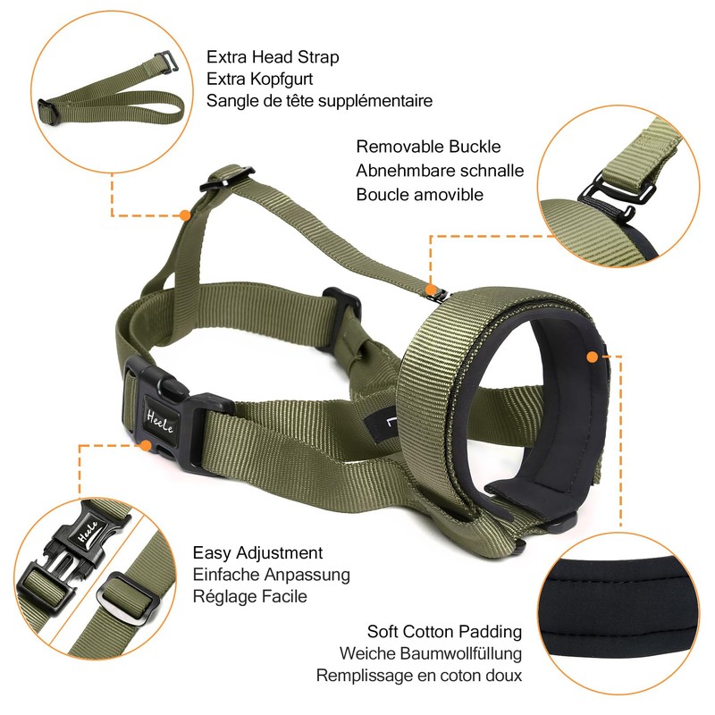 HEELE Dog Muzzle with Head Strap and Adjustable Loop and