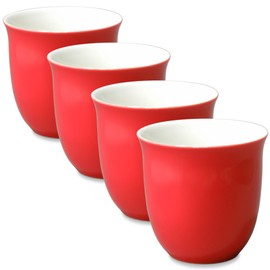 FORLIFE Japanese Teacup (Set of 4), 6.5 oz, Red