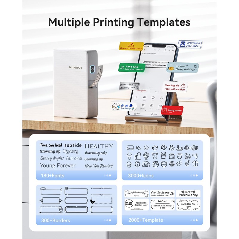 NIIMBOT N1 Bluetooth Label Maker Machine, Thermal Transfer Technology, Permanent