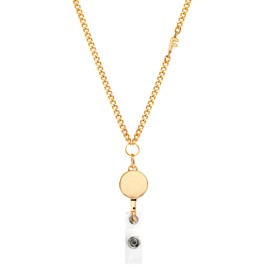 Retractable Badge Reel Lanyard with Initial Letter ID Holder for Women Fashionable Golden Stainless Steel Chain Necklace, Water Resistant Teacher Lanyard (f)