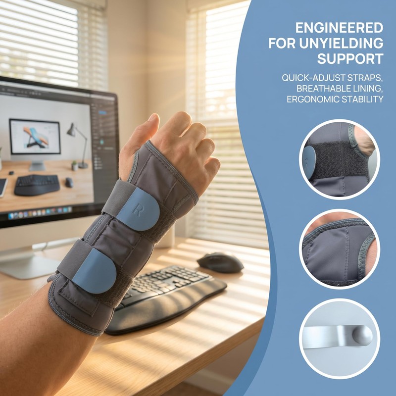 Infrared Red Light Therapy Wrist Brace, Right Left Hand Red