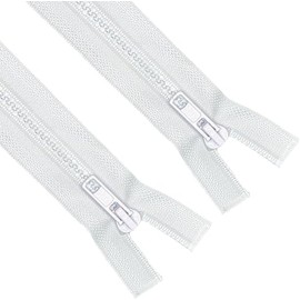 ANPURZII - 2 cremalleras blancas de 6 pulgadas para abrigos de costura, cremalleras de plástico moldeado a granel (blanco 6 pulgadas, 2 unidades)