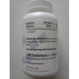vitaworld Magnesium Magnetop 300 mg, 300 mg Pure Magnesium per Tablet, Vegan, 150 Tablets