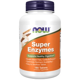 NOW Foods Supplements, Super Enzymes, Formulated with Bromelain, Ox Bile, Pancreatin and Papain, 180 Tablets