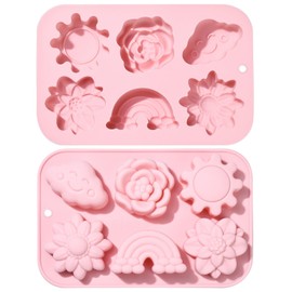 KitBeads - Moldes de silicona con diseño de flores y arco iris en 3D, para el clima y la nube de sol, moldes florales para fondant para hornear, jabón, velas, manualidades, decoraciones