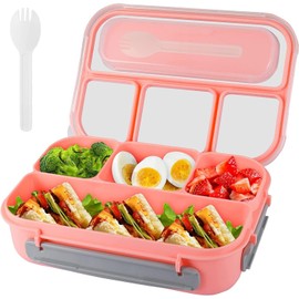 DERDOUT Bento Lunch Box Adult Lunch Box, Lunch Box Kids, Lunch Containers for Adults/Kids/Students,1300ML-4 Compartment Bento Lunch Box (Pink)