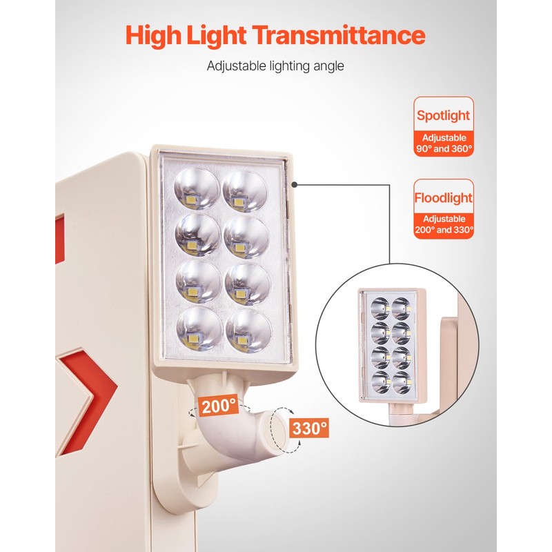 VEVOR LED Exit Sign with Emergency Lights, Two Heads Emergency
