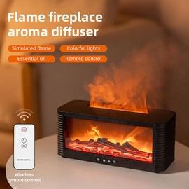 Fireplace Flame Air Diffuser Humidifier,7 Colors Aromatherapy Essential Oil Diffuser,Desktop Noiseless Cool Mist Humidifier,Ultrasonic Aroma Humidifier with Timer for Home,Bedroom,Office,Yoga