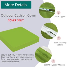 Sqodok Patio Cushion Covers 24x22 Waterproof Outdoor Cushion Covers Replacement 2Pack Patio Cushion Seat Slicovers for Sectional Sofa, Wicker Chair, Green
