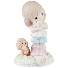 Precious Moments 162011B Growing In Grace, Age 12, Bisque Porcelain Figurine, Brunette Girl