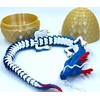 17.5 Inch Articulating Dragon Toy with Surprise Golden Egg (Red/White/Blue)