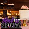 LINGTEER Happy 13th Birthday Purple Acrylic Table Topper Centerpieces Set