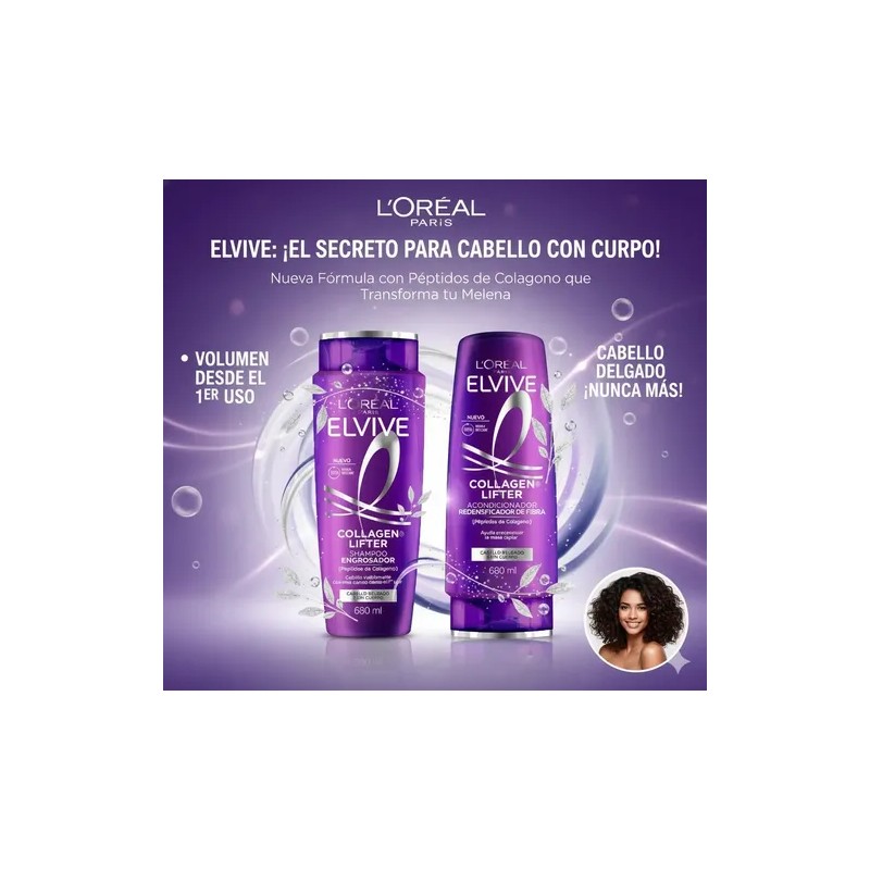 Shampoo L'oréal Elvive Collagen Engrosador Pack 2 Piezas