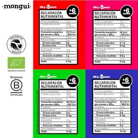 Snack orgánico para peques | Pack 16 pouches Variedad Total – 8 Recetas Diferentes (Frutas + Vegetales + Cereales) | Empresa B | MONGUI