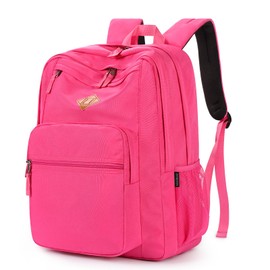 ZORFIN 26L Backpack for School, College, and Travel: Water Resistant Bookbag with 8 Compartments - Hotpink