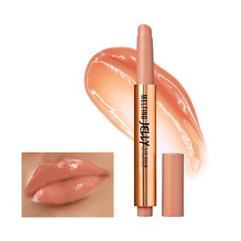 KISS NEW YORK Professional Melting Jelly Lip Balm, High Shine & Moisturizing Lip Stick, Long Lasting, Plumping Effect Look, Non-Sticky & Not Cakey, Easy Application & Natural Coverage (Caramel)