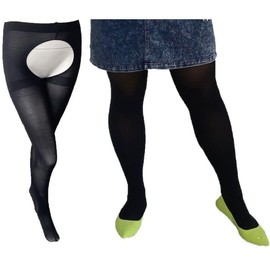 NAKAMAJITA 80D Tights, Large Size, Black, Beige, 3L-8L, 1 Pair, 4-Pair Set, Suspender Type