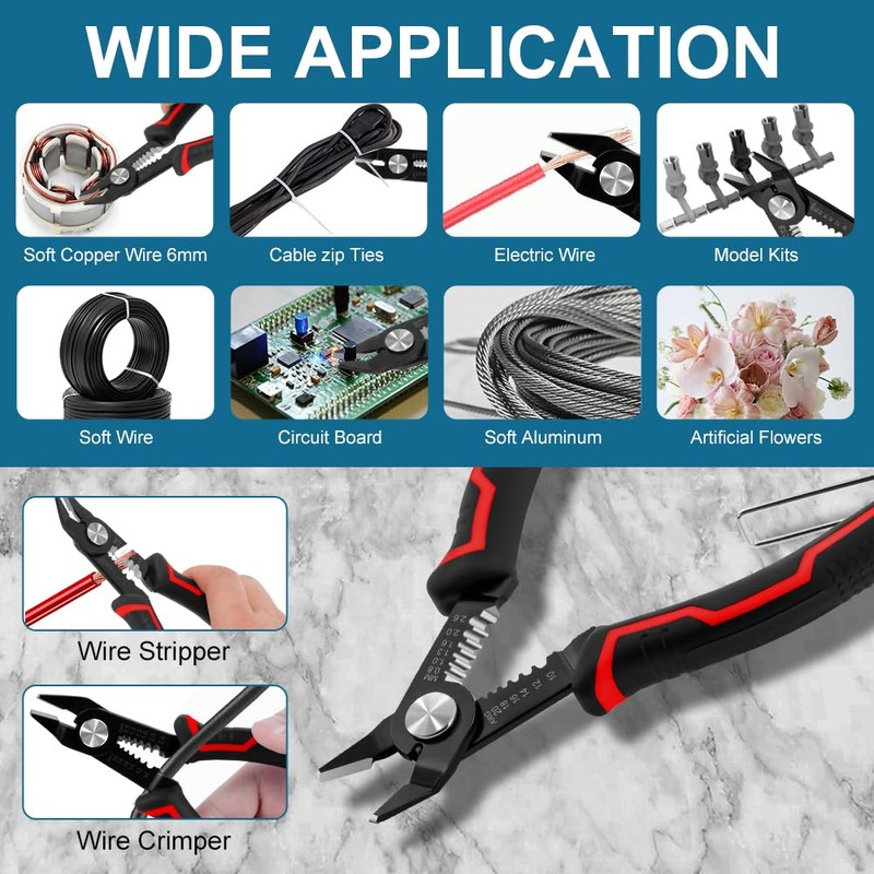 vsshe Wire Stripper and Cutting Pliers, 3-in-1 Wire Stripping Tool