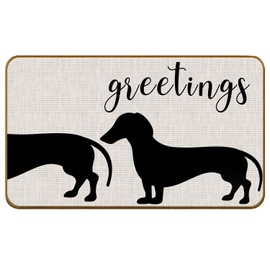 SkipTiger Dachshund Gifts Non-Slip Door Mat, Weiner Dog Greetings Doormat Outdoor Indoor Entrance Porch, Funny Dachshund Welcome Mat for Front Door, 17x30 Inch
