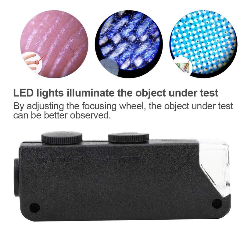 Oumefar 60-100X Adjustable Portable Bag LED Illuminated Zoom Field Microscope