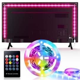 Hoobabuy 2 m TV LED Strip (4 x 50 cm), USB TV Backlight, RGB LED Strip for 40-60 Inch TV with Remote Control, 4 Music Modes, 8 Colour Changing, DIY Decoration, for Room