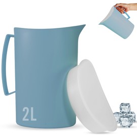 Mypicompany Water Carafe 2 Litre Made of High-Quality Plastic, BPA-Free, Carafe with Lid, Multifunctional for Celebrations and Outdoor Activities, Plastic Carafe (Blue)