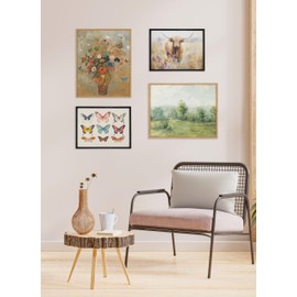 Kate and Laurel Odilon Redon 1905 Still Life with Flowers Framed Wall Art, 16x20 Black, Classic Flower Art for Wall