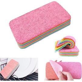 TCCO ENTERPRISE - Esponjas de limpieza de microfibra arcoíris, 12 capas desgarrables de microfibra arcoíris, esponja reutilizable de doble cara, trapo
