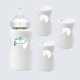 3 Pack White Silicone Sleeves for Dr. Brown's Glass Baby Bottles 5oz, Anti-Slip & Anti-Breakage Design, Compatible with Dr. Brown's Wide-Neck Glass Bottles (9 Ounce)