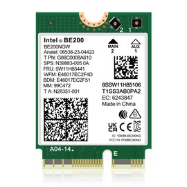 Tarjeta inalámbrica WiFi 7 Intel BE200 NGW, Bluetooth 5.4, 5800Mbps M.2/NGFF Network Support Windows 10/11 (64bit), Linux, solo soporta Intel 12th y superior CPU y no es compatible con AMD CPU Laptop.