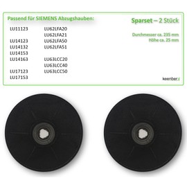 Replacement Carbon Filter for Siemens LZ27001 Activated Carbon Filter Suitable for Cooker Hoods LU11123 and Others Round Approx. 23 x 2 cm Central Screw Connection (2)