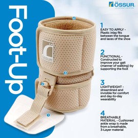 Ossur Foot-Up Drop Foot Brace | Ankle-Foot Orthosis (AFO) for Drop Foot Support | Lightweight, Adjustable Wrap for All-Day Comfort | Breathable Material for All Day Walking | (Beige, Large)