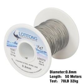 Lotitong 50 Metres Fishing Line 150 g Steel Wire Fishing Nylon Coated Stainless Steel 7 x 7 49 Leader Wire Fish Jigs Line 0.8 mm