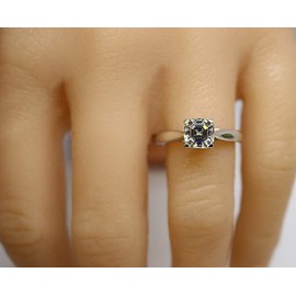 NANA Silver 8.00mm (3.00ct) Asscher Cut Zirconia Lucita Solitaire Ring-Platinum Plated-Size 6