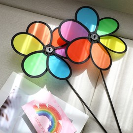 SEWACC Pinwheel Toy Pinwheel Flower Shape Windmill Wind Spinner Garden Outdoor Play Windmill Garden Decoration Colorful Windmill Accessories Camping Festival Supplies 2 Pcs