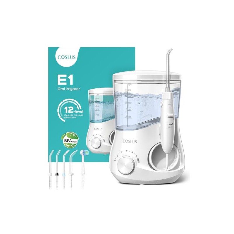 COSLUS E1 Electric Water Flosser for Teeth: Professional Dental Pick