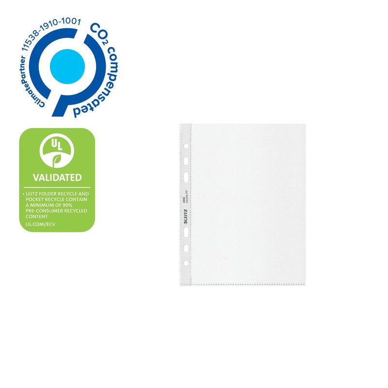 Leitz A5 Pockets, Pack of 25, Punched Plastic Sleeves, Embossed