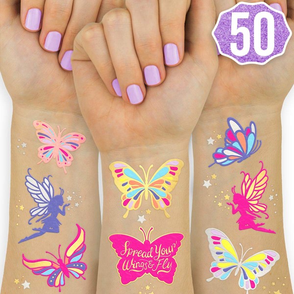 xo, Fetti Butterfly Tattoos for Kids - 50 Glitter styles | Birthday Party Supplies, Butterfly Party Favors + Fairy Decor
