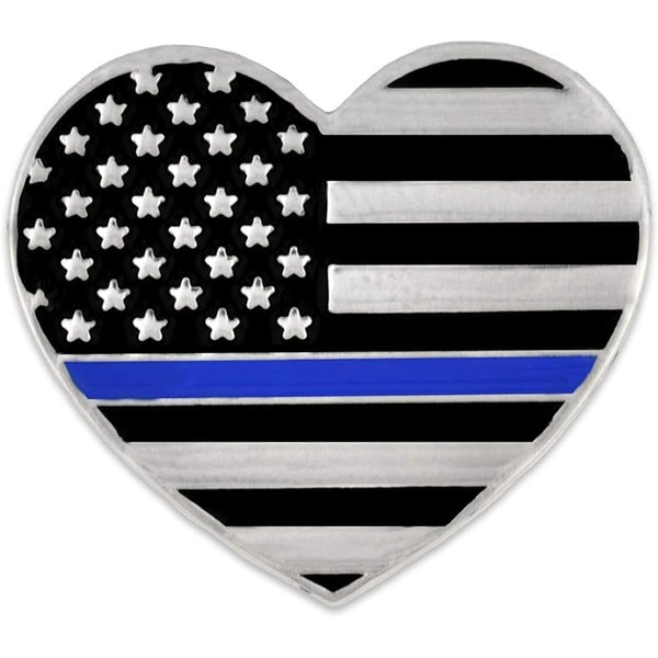 PinMart Thin Blue Line Police Officer American Flag USA Heart