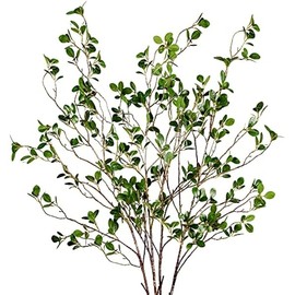 Sggvecsy 43’’ 4Pcs Artificial Ficus Branches Faux Leaf Spray Green Eucalyptus Branches Artificial Greenery Stems Fake Ficus Twig Plants for Home Office Wedding Vase Filler Shop Decoration