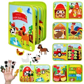 VARANO Farm Busy Board Book for Toddlers 1-3, Montessori Toys for 1 2 3 4 Year Old Boy Girl Birthday Gift, Quiet Activity Book Airplane Car Travel Toys for Toddlers 2-4 Years (Farm Story)