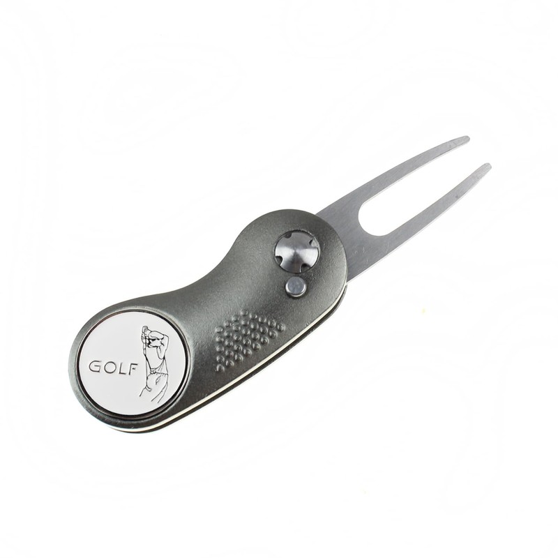 CRESTGOLF Golf Marker with Magnetic Green Fork Folding Golf Fork