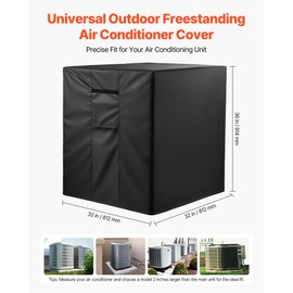 VEVOR Air Conditioner Cover, 32 x 32 x 36 inch Ac Cover for Air Conditioning Unit, Three-Layer, Waterproof Polyester Fabric, Mesh Ventilation, Universal Defender for Outdoor Outside Ac Unit, Black