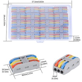 TOOINKCV Lever Nut Wire Connectors, 20 Pcs Conductor Compact Wire Connectors, 6 Hole Multicolor Lever Quick Cable Clamp Terminal Block Spring Electrical Wire Cable Connectors