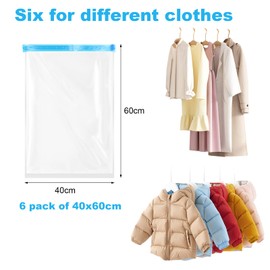 Vakuumbeutel für Kleidung, 6 Stück Reise Kompressionsbeutel，Vakuum Aufbewahrungsbeutel Vakuumierbeutel Kleiderbeutel，für Kleidung Bettdecken Decken Bettwäsche Kissen，Reisegepäck，Handtücher