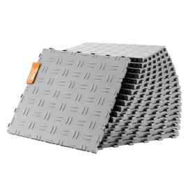 Garage Floor Tiles 12 X 12 X 0.53 Inch Silver Plastic Non-Slip Click Lock For Garages Repair ShopsQuantity: 50, Color: Silver Color