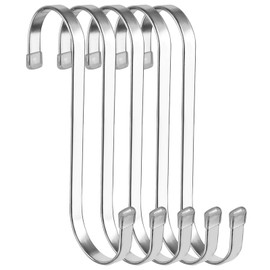 HTBMALL 5 Pack Flat S Hooks Stainless Steel Heavy Duty 5.5inch S Hooks for Hanging pots, Pans, Plants, Coffee Mugs, Towels in Kitchen and Bathroom, Coat, Bag, Work Shop, Perfect Rack Hook