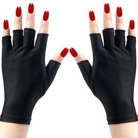 Kootinn UV Gloves for Gel Manicures UPF50+ Fingerless UV Light Gloves for Gel Nails,UV Nails Gloves Manicure Gloves UV Protection Gloves for women（Black）